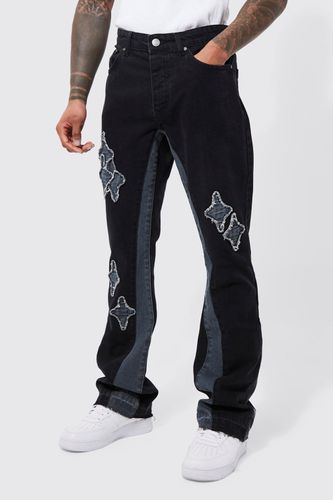 Slim Flare Applique Panel Jeans - - 30R - boohooMAN - Modalova