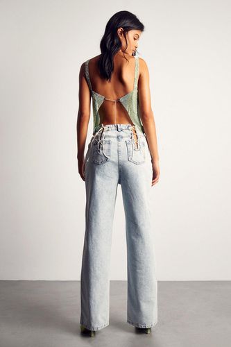 Womens Double Lace Up Back Jeans - - 16 - MISSPAP - Modalova