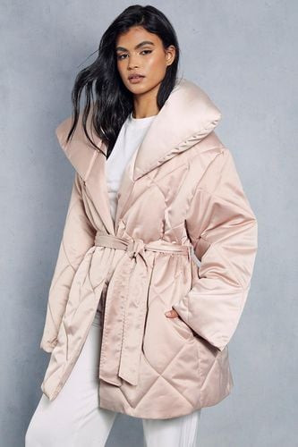 Womens Belted Oversized Quilted Coat - - 14 - MISSPAP - Modalova