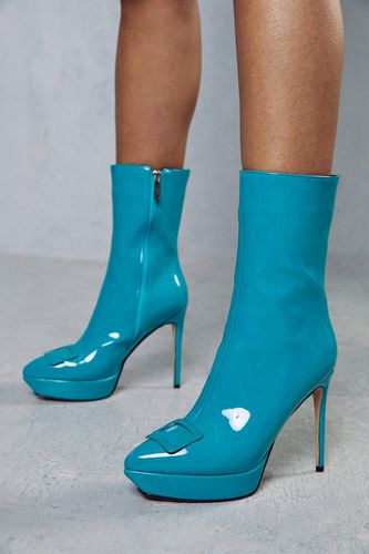 Womens High Shine Buckle Detail Ankle Boots - - 7 - MISSPAP - Modalova