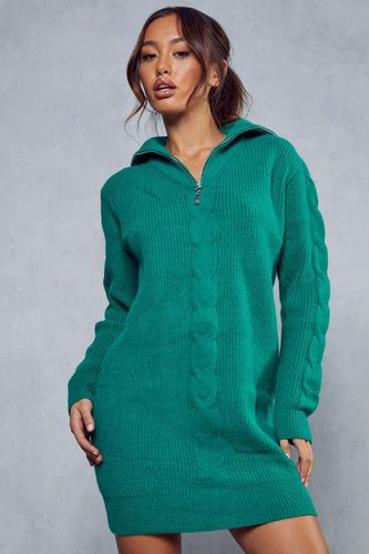 Womens Cable Knit Detail Zip Up Jumper Dress - - M/L - MISSPAP - Modalova