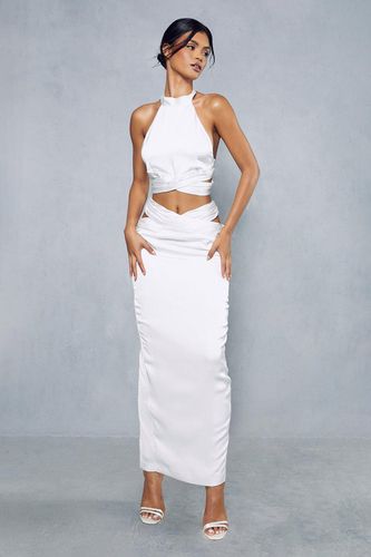 Womens Premium Satin Pleated Cross Front Detail Maxi Skirt - - 16 - MISSPAP - Modalova