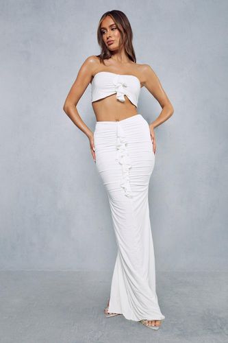 Womens Soft Touch Double Layer Bandeau Frill Maxi Skirt Co-ord - - 16 - MISSPAP - Modalova