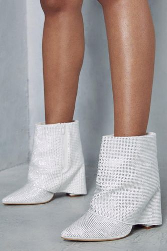 Womens Premium Diamante Fold Over Ankle Boots - - 3 - MISSPAP - Modalova