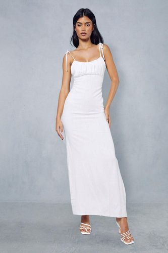 Womens Linen Look Ruched Bust Backless Maxi Dress - - 16 - MISSPAP - Modalova