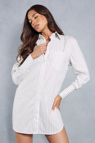 Womens Pinstripe Long Sleeve Shirt Dress - - 12 - MISSPAP - Modalova