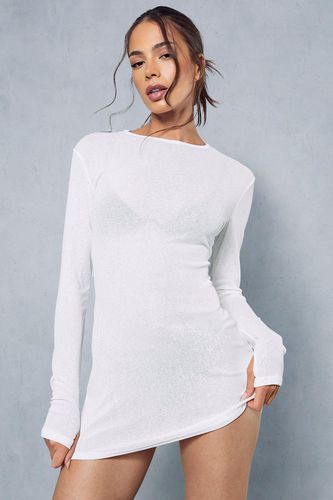 Womens Sheer Jersey Long Sleeve Mini Dress - - 12 - MISSPAP - Modalova