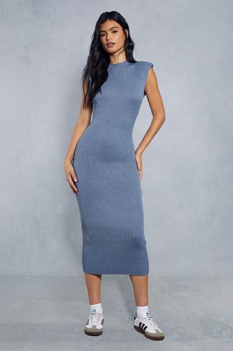 Womens Knitted Ribbed Shoulder Pad Detail Maxi Dress - - L - MISSPAP - Modalova