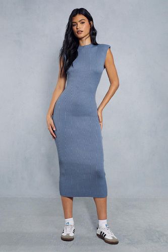 Womens Knitted Ribbed Shoulder Pad Detail Maxi Dress - - M - MISSPAP - Modalova
