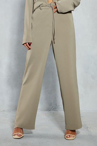 Womens Tailored Drawstring Waist Straight Leg Trousers - - 10 - MISSPAP - Modalova