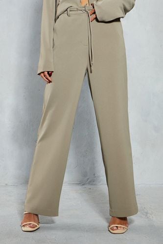Womens Tailored Drawstring Waist Straight Leg Trousers - - 12 - MISSPAP - Modalova