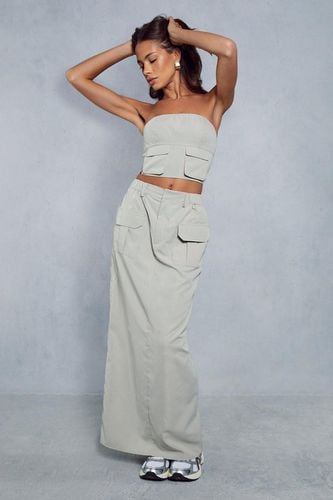 Womens Utility Pocket Woven Bandeau Top & Maxi Skirt Co-ord - - 12 - MISSPAP - Modalova