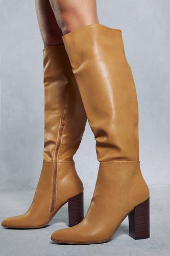 Womens Leather Look Knee High Block Heel Boots - - 5 - MISSPAP - Modalova