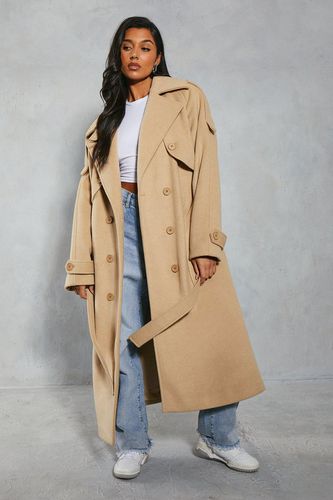Womens Premium Oversized Wool Look Trench Coat - - 10 - MISSPAP - Modalova