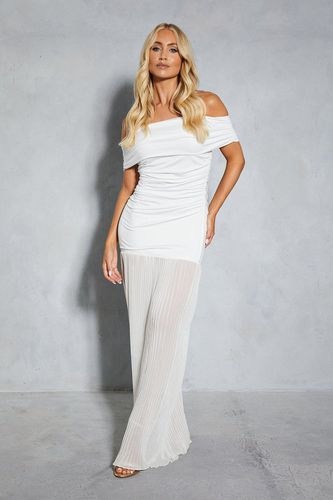 Womens Bardot Ruched Body Pleated Skirt Maxi Dress - - 12 - MISSPAP - Modalova