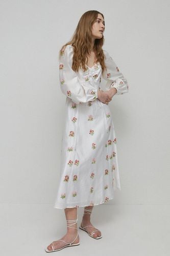 Womens Petite Embroidery Midi Dress - - 10 - Warehouse - Modalova