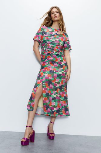 Womens Printed Sequin Ruched Side Midi Dress - - 12 - Warehouse - Modalova