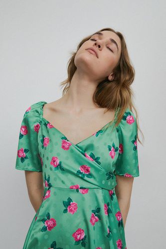 Womens Jacquard Wrap Mini Dress In Floral - - 10 - Warehouse - Modalova