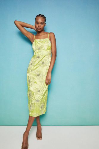 Womens Floral Embellished Midi Slip Dress - - 10 - Warehouse - Modalova