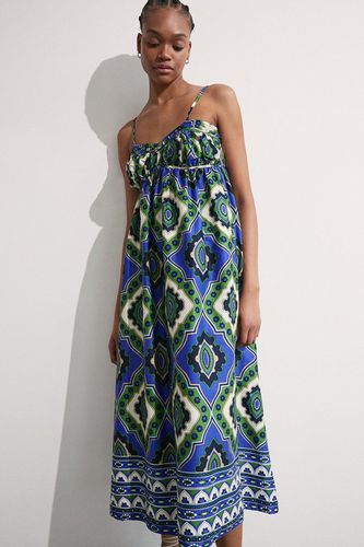 Womens Cotton Border Print Strappy Maxi Dress - - 12 - Warehouse - Modalova