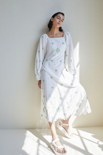 Womens Beaded Cutwork Cotton Maxi Dress - - 10 - Warehouse - Modalova