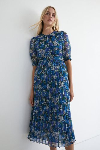 Womens Petite Floral Belted Midi Dress - - 16 - Warehouse - Modalova