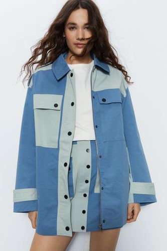 Womens Cotton Colour Block Utility Jacket - - 14 - Warehouse - Modalova