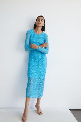 Womens Petite Long Sleeve Lace Cut Out Midi Dress - - XS - Warehouse - Modalova