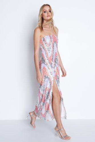 Womens Sequin Swirl Midi Dress - - 10 - Warehouse - Modalova