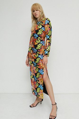 Womens Sequin Maxi Dress With Side Split - - 10 - Warehouse - Modalova