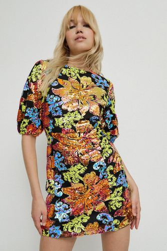 Womens Sequin Floral Mini Dress - - 12 - Warehouse - Modalova
