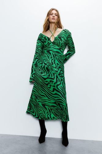 Womens Animal Satin Maxi Dress - - 10 - Warehouse - Modalova