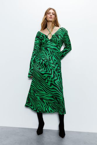 Womens Animal Satin Maxi Dress - - 12 - Warehouse - Modalova