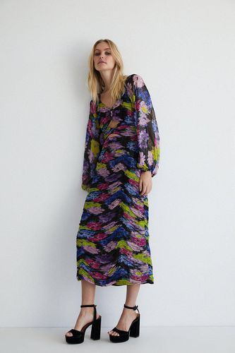 Womens Floral Ruched Midi Dress - - 10 - Warehouse - Modalova