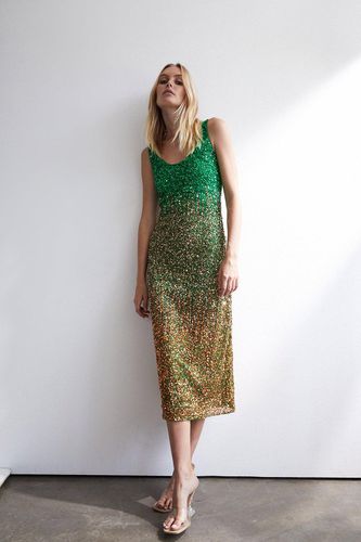 Womens Ombre Sequin Midi Dress - - 10 - Warehouse - Modalova