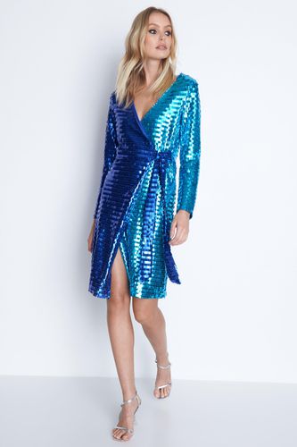 Womens Rectangle Sequin Wrap Mini Dress - - M - Warehouse - Modalova