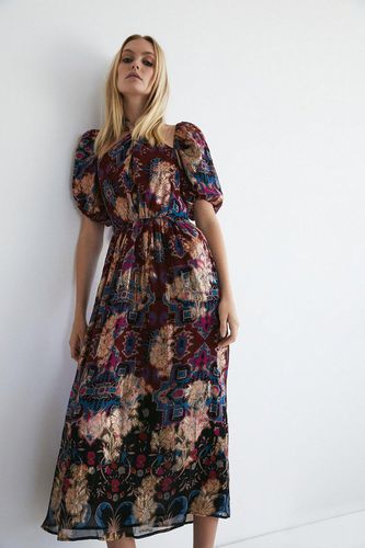 Womens Border Print Twist Neck Halter Midi Dress - - 10 - Warehouse - Modalova