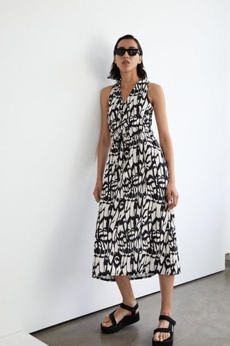 Womens Textured Jersey Abstract Drawstring Midi Dress - & - S - Warehouse - Modalova