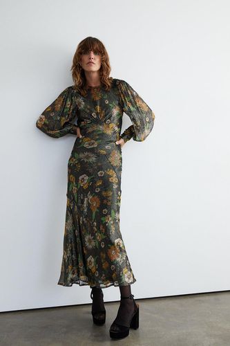 Womens Sparkle Floral Print Bias Cut Midi Dress - - 14 - Warehouse - Modalova
