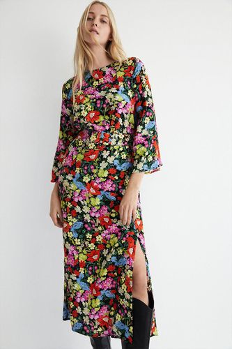 Womens Bright Floral Belted Midi Dress - - 10 - Warehouse - Modalova