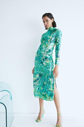 Womens WH x Kimberley Burrows Printed Sequin Funnel Midi Dress - - L - Warehouse - Modalova