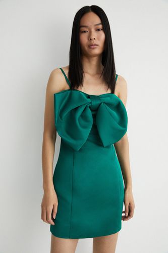 Womens Satin Bow Detail Mini Dress - - 14 - Warehouse - Modalova