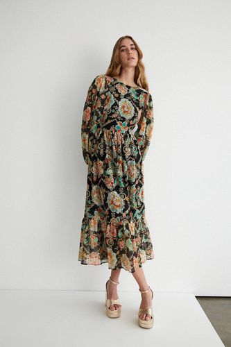 Womens Sparkle Floral Embroidered Midi Dress - - 10 - Warehouse - Modalova