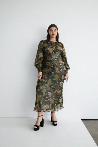 Womens Plus Size Sparkle Floral Bias Cut Midi Dress - - 18 - Warehouse - Modalova