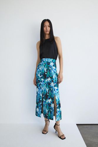 Womens Printed Spliced Midi Skirt - - 12 - Warehouse - Modalova