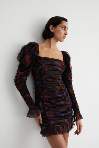 Womens Printed Ruched Detail Mini Dress - - 12 - Warehouse - Modalova
