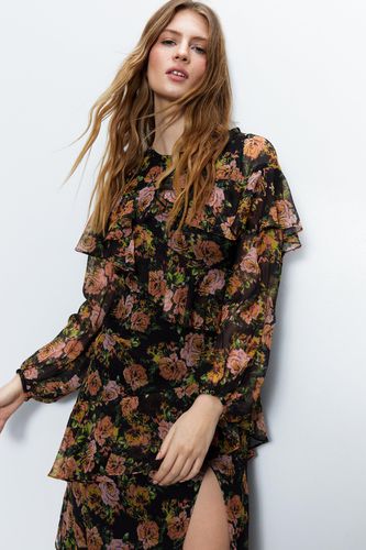 Womens Premium Floral Ruffle Detail Tiered Maxi Dress - - 12 - Warehouse - Modalova