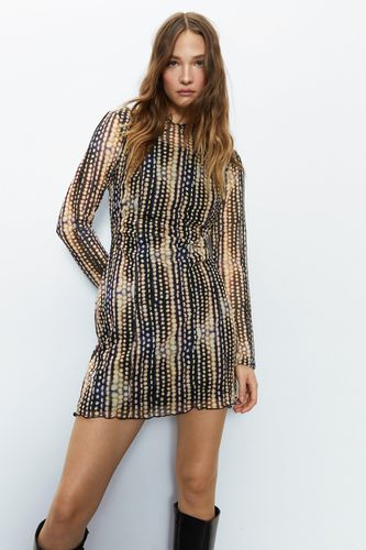 Womens Printed Exposed Seam Mesh Mini Dress - - 12 - Warehouse - Modalova