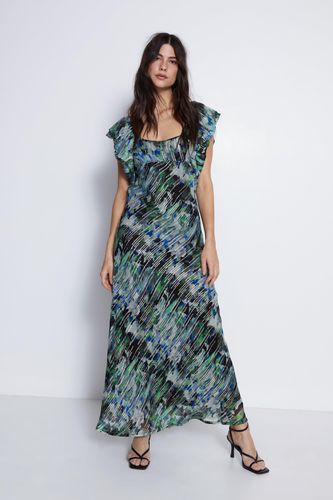 Womens Floral Printed Metallic Midi Dress - - 10 - Warehouse - Modalova