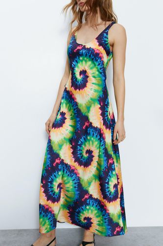 Womens Tie Dye Scoop Neck Satin Dress - - 10 - Warehouse - Modalova